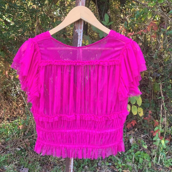 Free People Making Me Smile Ruched Mesh Top - Picture 10 of 11